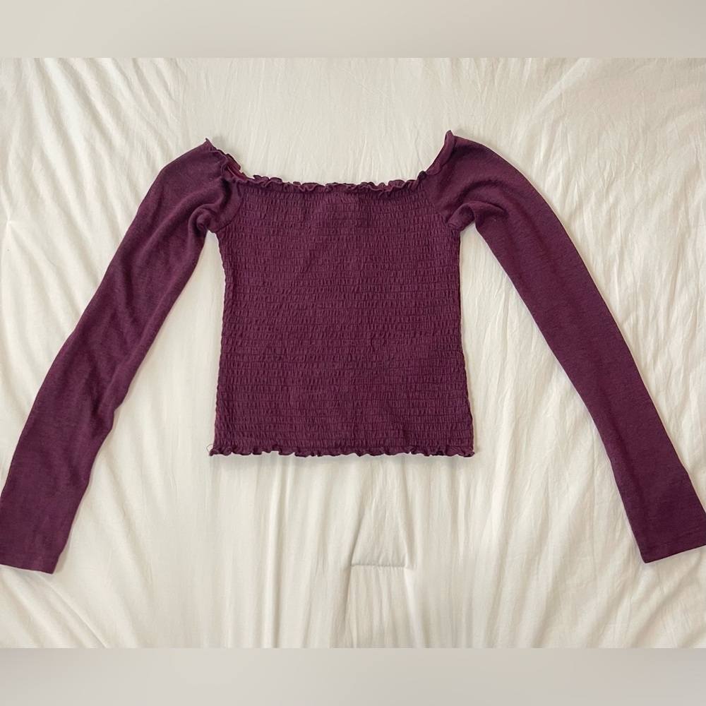 Maroon Hollister ribbed off the shoulder long sleeve